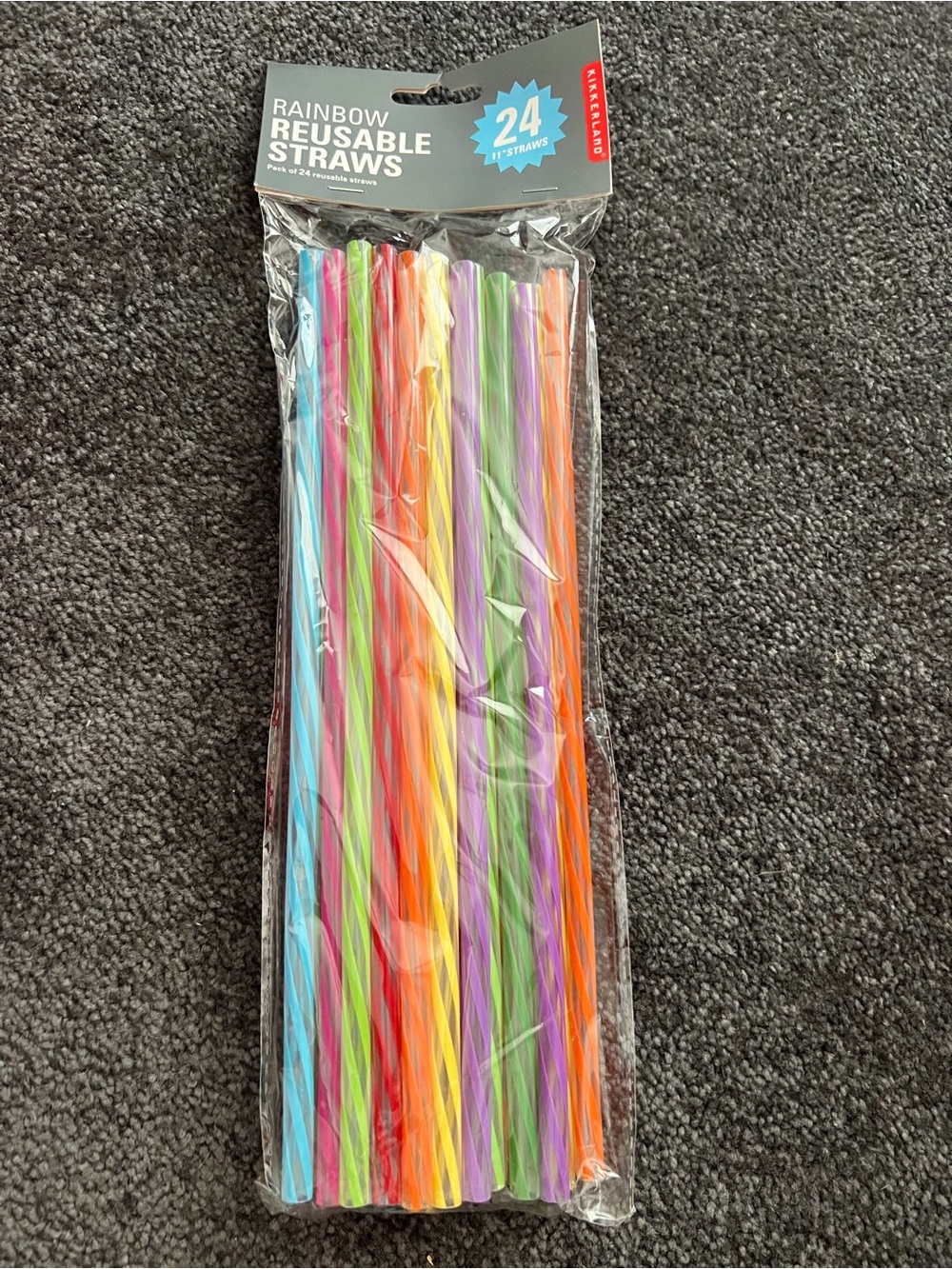 Kikkerland Rainbow Reusable Straws 24 Pack